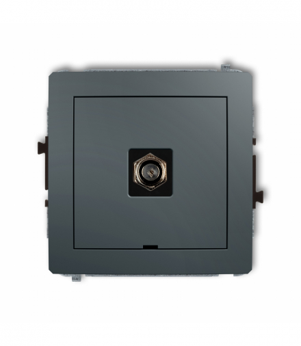 DECO Mechanizm gniazda antenowego pojedynczego typu F (SAT) niklowany, bez pola opisowego Grafitowy mat Karlik 28DGFBO-1