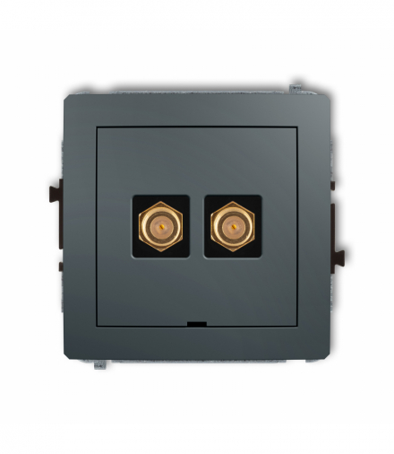 DECO Mechanizm gniazda antenowego podwójnego typu F (SAT) pozłacany, bez pola opisowego Grafitowy mat Karlik 28DGFBO-2.1