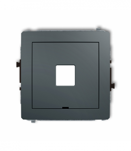 DECO Mechanizm gniazda multimedialnego pojedynczego bez modułu, bez pola opisowego (standard Keystone) Grafitowy mat Karlik 28DGMBO-1P