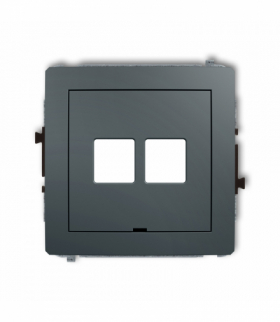 DECO Mechanizm gniazda multimedialnego podwójnego bez modułu, bez pola opisowego (standard Keystone) Grafitowy mat Karlik 28DGMBO-2P