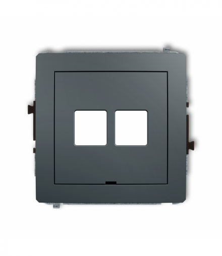DECO Mechanizm gniazda multimedialnego podwójnego bez modułu, bez pola opisowego (standard Keystone) Grafitowy mat Karlik 28DGMBO-2P