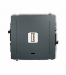 DECO Mechanizm ładowarki USB pojedynczej USB A, 10W max., 5V, 2A, bez pola opisowego Grafitowy mat Karlik 28DCUSBBO-3