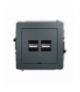 DECO Mechanizm ładowarki USB podwójnej 2xUSB A, 15,5W max., 5V, 3.1A, bez pola opisowego Grafitowy mat Karlik 28DCUSBBO-6