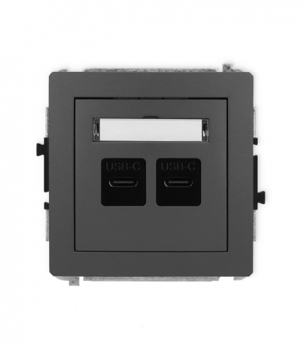 DECO Mechanizm ładowarki USB podwójnej 2xUSB C, 20W max. Grafitowy mat Karlik 28DCUSB-7