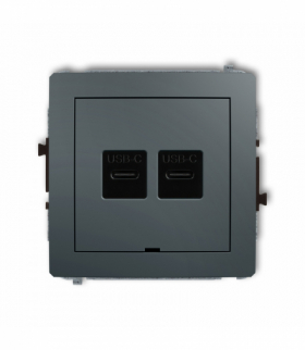 DECO Mechanizm ładowarki USB podwójnej 2xUSB C, 20W max., bez pola opisowego Grafitowy mat Karlik 28DCUSBBO-7