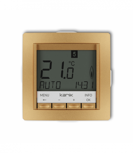 DECO Mechanizm uniwersalnego elektronicznego tygodniowego regulatora temperatury (podświetlenie niebieskie) Złoty Karlik 29DRT-3.2