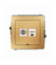 DECO Mechanizm gniazda antenowego poj. typu F (SAT) + gniazda komp. poj. 1xRJ45, kat. 5e, 8-stykowy, bez pola opisowego Złoty Karlik 29DGFKBO-1