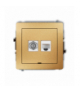 DECO Mechanizm gniazda antenowego poj. typu F (SAT) + gniazda komp. poj. 1xRJ45, kat. 6, 8-stykowy, bez pola opisowego Złoty Karlik 29DGFKBO-3