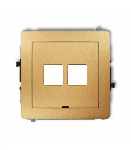 DECO Mechanizm gniazda multimedialnego podwójnego bez modułu, bez pola opisowego (standard Keystone) Złoty Karlik 29DGMBO-2P