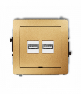 DECO Mechanizm ładowarki USB podwójnej 2xUSB A, 15,5W max., 5V, 3.1A, bez pola opisowego Złoty Karlik 29DCUSBBO-6