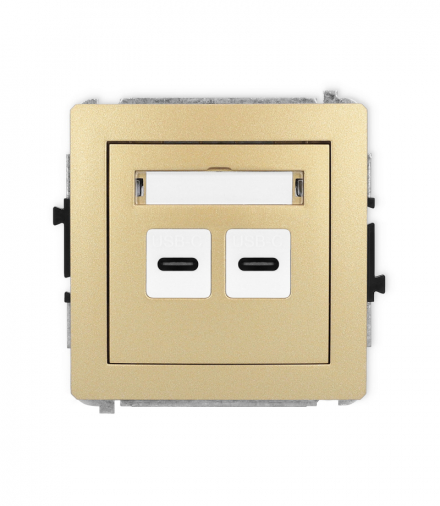 DECO Mechanizm ładowarki USB podwójnej 2xUSB C, 20W max. Złoty Karlik 29DCUSB-7