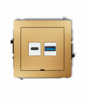 DECO Mechanizm ładowarki USB podwójnej USB C + USB A, 20W max., bez pola opisowego Złoty Karlik 29DCUSBBO-8