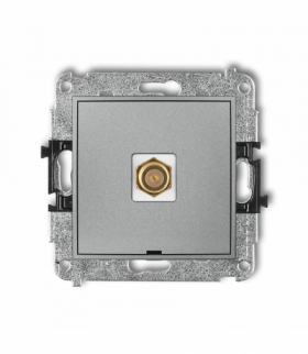 MINI Mechanizm gniazda antenowego pojedynczego typu F (SAT) pozłacany, bez pola opisowego Srebrny metalik Karlik 7MGFBO-1.1