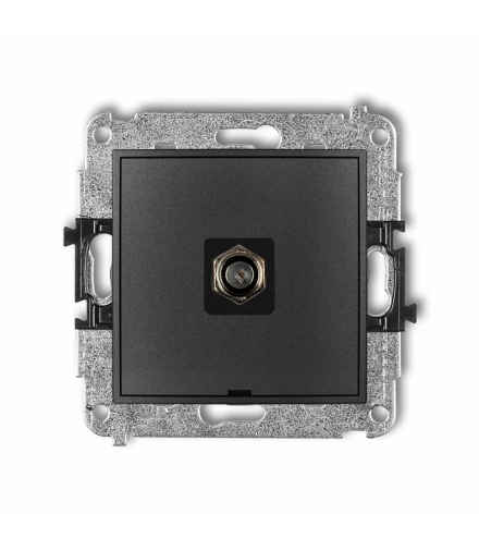 MINI Mechanizm gniazda antenowego pojedynczego typu F (SAT) niklowany, bez pola opisowego Grafitowy Karlik 11MGFBO-1