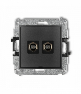 MINI Mechanizm gniazda antenowego podwójnego typu F (SAT) niklowany, bez pola opisowego Grafitowy Karlik 11MGFBO-2