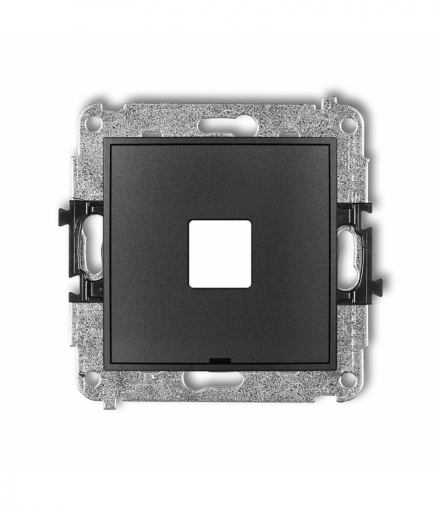 MINI Mechanizm gniazda multimedialnego pojedynczego bez modułu, bez pola opisowego (standard Keystone) Grafitowy Karlik 11MGMBO-1P