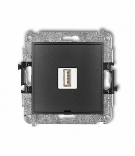 MINI Mechanizm ładowarki USB pojedynczej USB A, 5W max., 5V, 1A, bez pola opisowego Grafitowy Karlik 11MCUSBBO-1