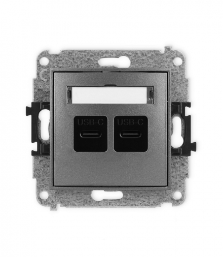 MINI Mechanizm ładowarki USB podwójnej 2xUSB C, 20W max. Grafitowy Karlik 11MCUSB-7