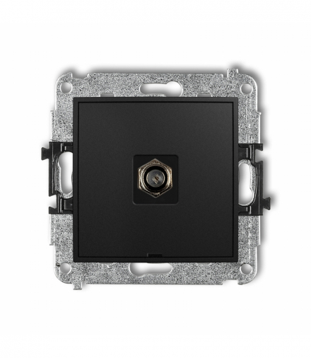 MINI Mechanizm gniazda antenowego pojedynczego typu F (SAT) niklowany, bez pola opisowego Czarny mat Karlik 12MGFBO-1