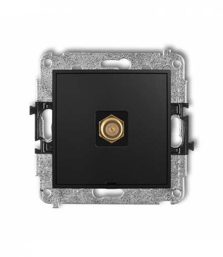 MINI Mechanizm gniazda antenowego pojedynczego typu F (SAT) pozłacany, bez pola opisowego Czarny mat Karlik 12MGFBO-1.1