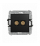 MINI Mechanizm gniazda antenowego podwójnego typu F (SAT) pozłacany, bez pola opisowego Czarny mat Karlik 12MGFBO-2.1