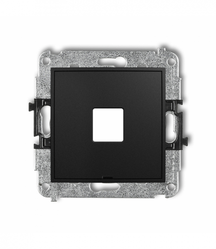 MINI Mechanizm gniazda multimedialnego pojedynczego bez modułu, bez pola opisowego (standard Keystone) Czarny mat Karlik 12MGMBO-1P