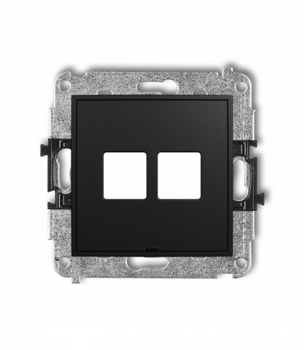 MINI Mechanizm gniazda multimedialnego podwójnego bez modułu, bez pola opisowego (standard Keystone) Czarny mat Karlik 12MGMBO-2P