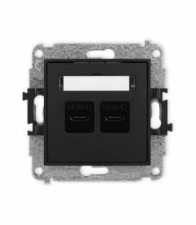 MINI Mechanizm ładowarki USB podwójnej 2xUSB C, 20W max. Czarny mat Karlik 12MCUSB-7