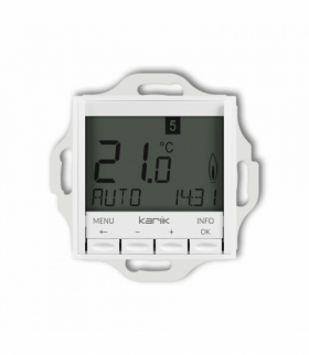 MINI Mechanizm uniwersalnego elektronicznego tygodniowego regulatora temperatury (podświetlenie białe) Biały mat Karlik 25MRT-3.1