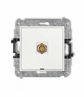 MINI Mechanizm gniazda antenowego pojedynczego typu F (SAT) pozłacany, bez pola opisowego Biały mat Karlik 25MGFBO-1.1