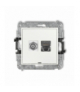 MINI Mechanizm gniazda antenowego poj. typu F (SAT) + gniazda komp. poj. 1xRJ45, kat. 6 ekranowany, 8-stykowy, bez pola opisowego Biały mat Karlik 25MGFKBO-5