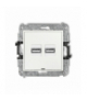 MINI Mechanizm ładowarki USB podwójnej 2xUSB A, 15,5W max., 5V, 3.1A, bez pola opisowego Biały mat Karlik 25MCUSBBO-6