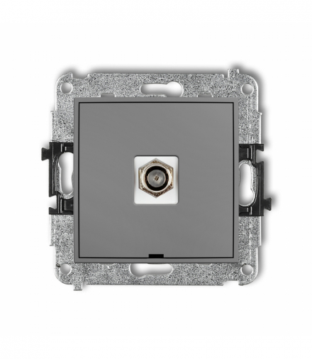 MINI Mechanizm gniazda antenowego pojedynczego typu F (SAT) niklowany, bez pola opisowego Szary mat Karlik 27MGFBO-1