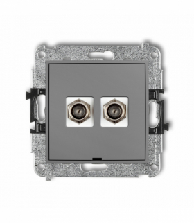 MINI Mechanizm gniazda antenowego podwójnego typu F (SAT) niklowany, bez pola opisowego Szary mat Karlik 27MGFBO-2