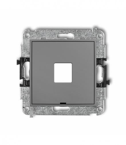 MINI Mechanizm gniazda multimedialnego pojedynczego bez modułu, bez pola opisowego (standard Keystone) Szary mat Karlik 27MGMBO-1P