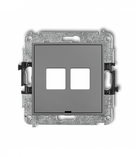 MINI Mechanizm gniazda multimedialnego podwójnego bez modułu, bez pola opisowego (standard Keystone) Szary mat Karlik 27MGMBO-2P