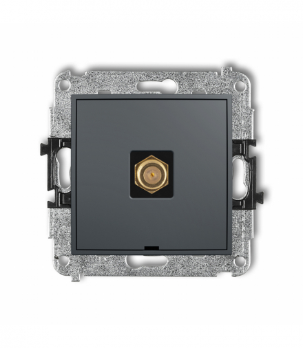 MINI Mechanizm gniazda antenowego pojedynczego typu F (SAT) pozłacany, bez pola opisowego Grafitowy mat Karlik 28MGFBO-1.1