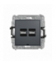 MINI Mechanizm ładowarki USB podwójnej 2xUSB A, 15,5W max., 5V, 3.1A, bez pola opisowego Grafitowy mat Karlik 28MCUSBBO-6