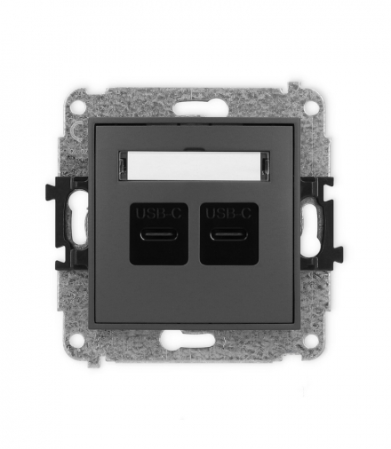 MINI Mechanizm ładowarki USB podwójnej 2xUSB C, 20W max. Grafitowy mat Karlik 28MCUSB-7