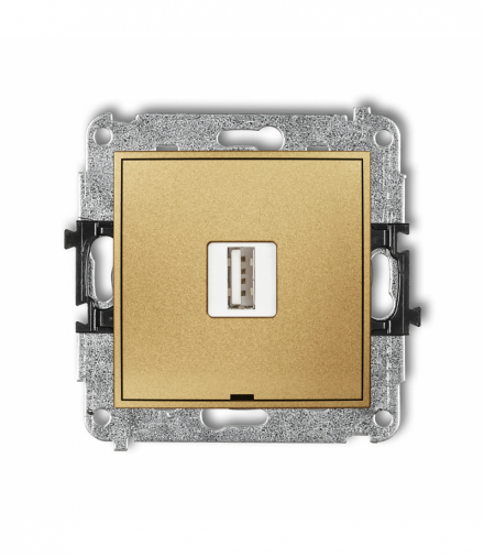 MINI Mechanizm ładowarki USB pojedynczej USB A, 5W max., 5V, 1A, bez pola opisowego Złoty Karlik 29MCUSBBO-1