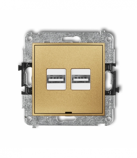 MINI Mechanizm ładowarki USB podwójnej 2xUSB A, 15,5W max., 5V, 3.1A, bez pola opisowego Złoty Karlik 29MCUSBBO-6