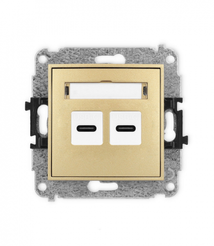 MINI Mechanizm ładowarki USB podwójnej 2xUSB C, 20W max. Złoty Karlik 29MCUSB-7