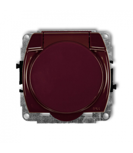 TREND Mechanizm gniazda bryzgoszczelnego z uziemieniem SCHUKO 2P+Z (klapka brązowa, bez przesłon torów prądowych) Brązowy Karlik 4GPB-1s