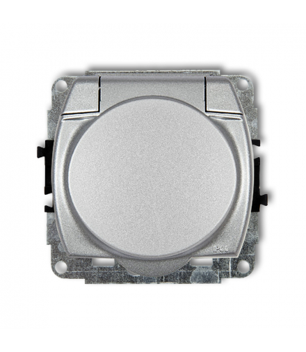TREND Mechanizm gniazda bryzgoszczelnego z uziemieniem 2P+Z (klapka srebrny metalik, bez przesłon torów prądowych) Srebrny metalik Karlik 7GPB-1z