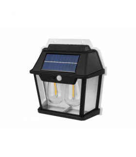 Lampa ścienna solarna 2 żarówki COB ,2W 600lm,światło ciepłe białe,akumulator 1800mAh,czujnik ruchu i zmierzchu LXHW999/2