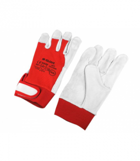 Rękawice robocze kozia skóra, roz. 10, rzep, czerwone, TECHNIK PLUS 2121X. LXOR057