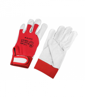 Rękawice robocze kozia skóra, roz. 9, rzep, czerwone, TECHNIK PLUS 2121X. LXOR056