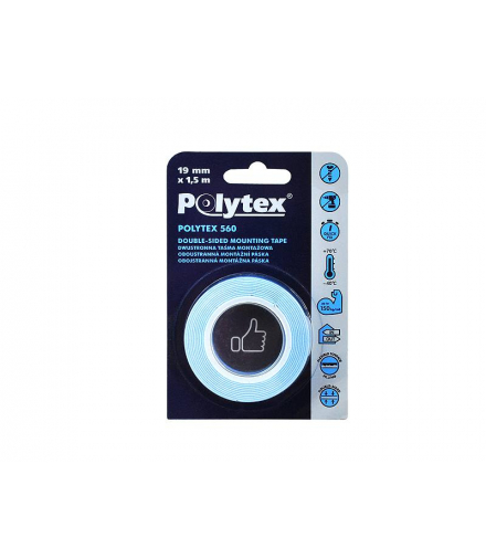Taśma montażowa dwustronna Polytex 560 19mm*1,1mm*1,5m, biała. LXSC85