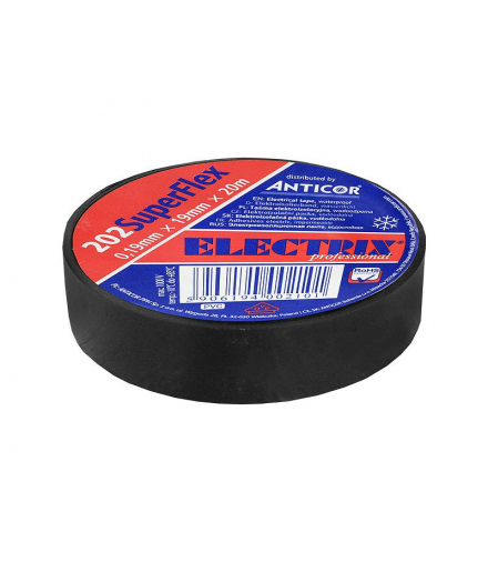 Taśma Electrix 202 Superflex, czarna, 19 mm x 20 m. ELECTRIX LXSC82
