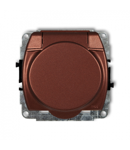 TREND Mechanizm gniazda bryzgoszczelnego z uziemieniem 2P+Z (klapka brązowy metalik, bez przesłon torów prądowych) Brązowy metalik Karlik 9GPB-1z